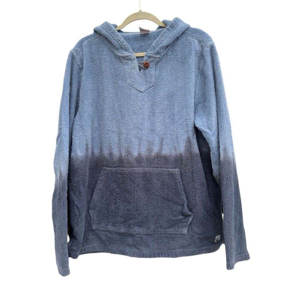 Birdwell Beach Britches Terry Cloth Hoodie Pullover in Blue Ombre Fade Large